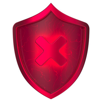 3d red color security rejection symbol isolated transparent background 3d rendering