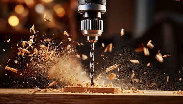 woodworking drill in action n precise cuts for poster design