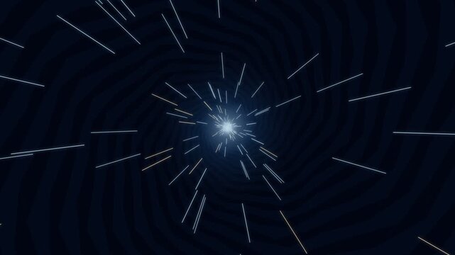Sci-fi hyperdrive tunnel with glowing light streaks