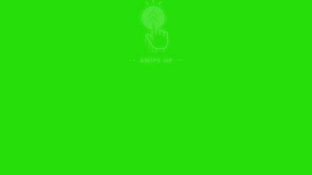 White Swipe Up Round Button Animation On Green Screen