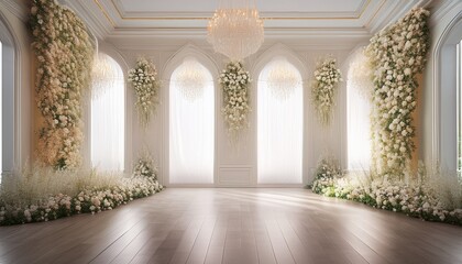Fototapeta premium luxury wedding ceremony interior wall background and copy space