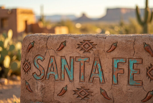 Santa Fe Decorated Brick with Desert Landscape