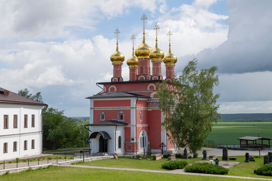 The ancient Cathedral of the Transfiguration of the Lord (built between 1686 and 1719) in the Savior-Transfiguration Monastery on a May day. Belyov, Tula Oblast, Russia