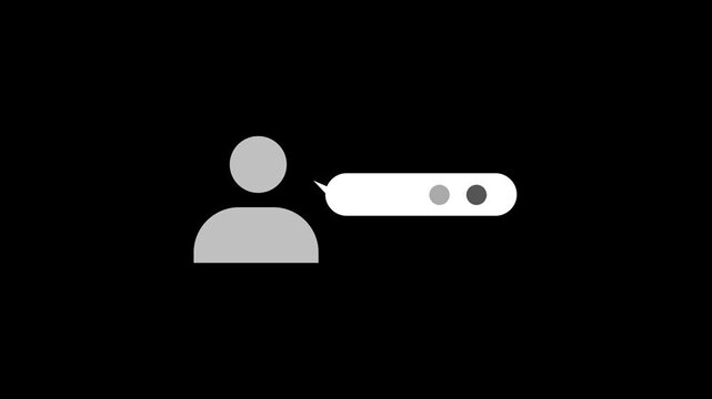 white line chat conference icon isolated on black background and alpha channel. 4K