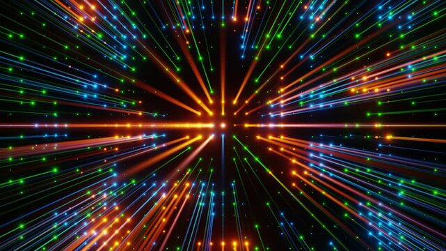 Parallax effects with red green blue light beams loop animation
