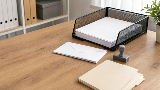 Vendor invoice approval tray with blank forms