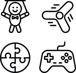 Four distinct icons representing entertainment and gaming elements © MelonChandro