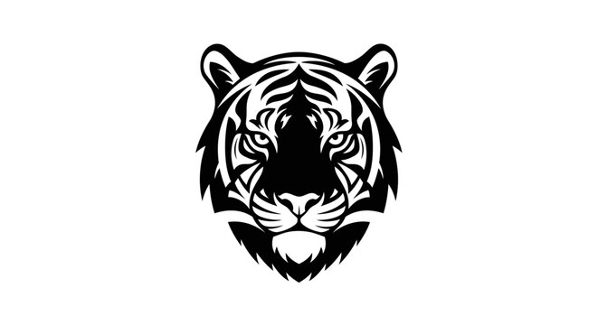 Black and white tiger head portrait.