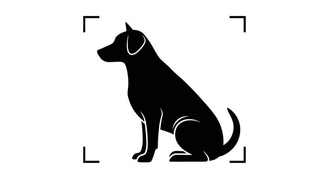 Black dog sitting on the floor.