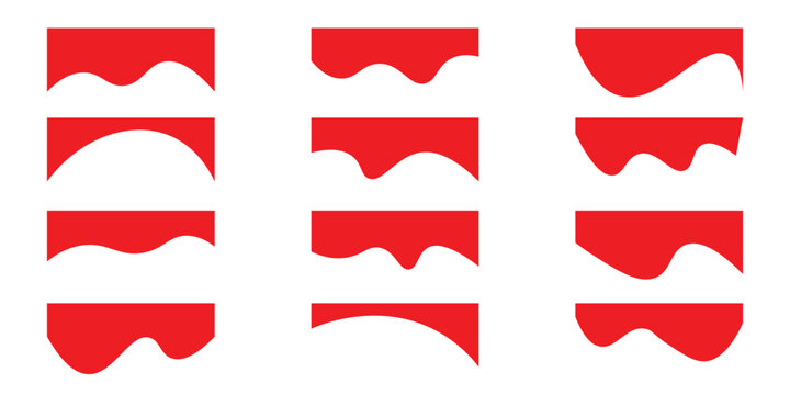 
Abstract red border and wave shape elements set for decorative borders and frames design.