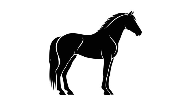 Black Horse Silhouette Standing Alone.