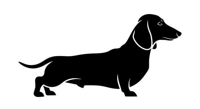 Black silhouette of a dachshund dog.