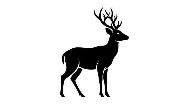 Black silhouette of a deer standing.