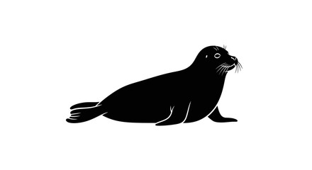 Black silhouette of a seal animal. © Nanang