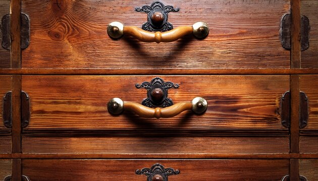 old wooden cabinet with wooden handle