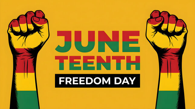 Celebration of Juneteenth with vibrant colors and symbolic imagery in a festive setting