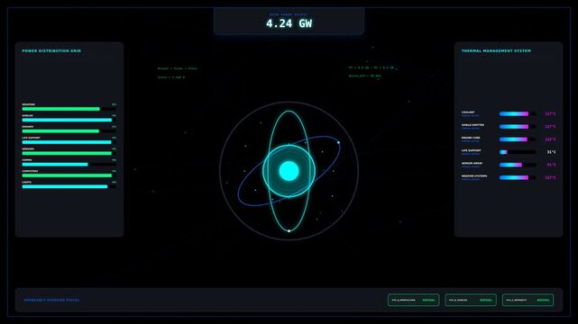 Futuristic Motion of Digital Data Visualization with Dynamic Graphs and Circular Interfaces for Technology and Data Analysis.