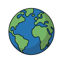Obraz premium Flat vector illustration of planet Earth globe isolated on white background