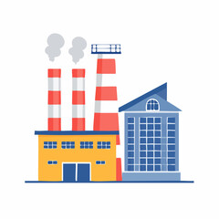 Fototapeta premium Industrial Factory with Smokestacks and Building