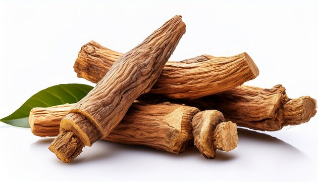 close up of fresh tongkat ali roots isolated