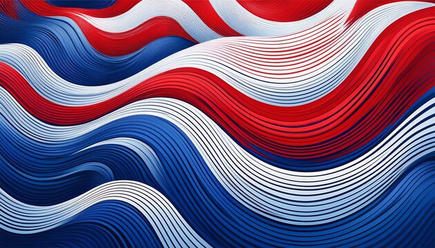 vibrant wavy lines in red white and blue for dynamic design
