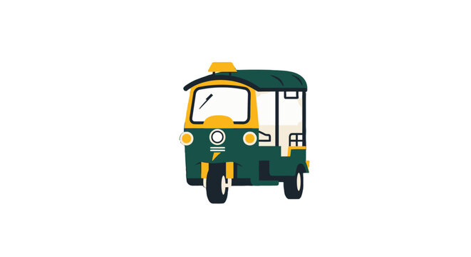 Colorful Three Wheel Auto Rickshaw Illustration Graphic Design.