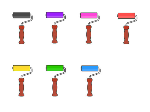 Paint roller brush set tool design vector
