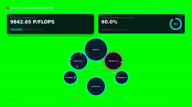 Dynamic motion video showcasing digital interface with circular icons and progress indicators emphasizing technology data analysis and user interaction in a modern digital environment.