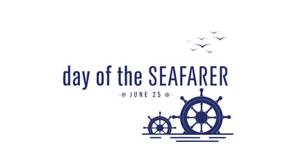 Blue ship steering wheels for the international day of seafarer © vectyx2