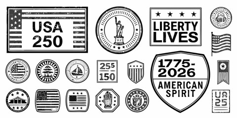 Obraz premium vintage commemorative badges vector illustration usa liberty