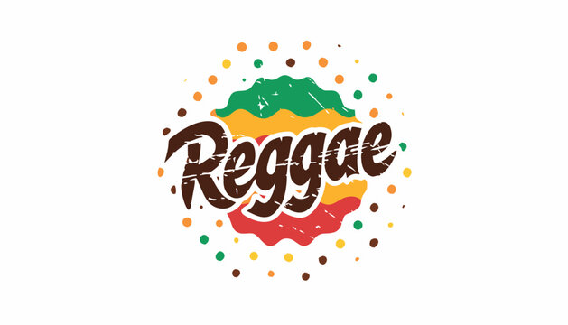 Vibrant reggae music logo design with textured rasta colored shapes