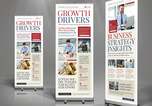 Business Roll-up Template with Blue and Red Accents