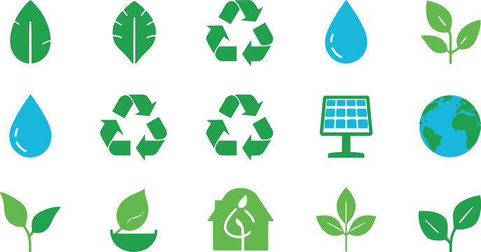 Set of green ecology and environmental icons Vector