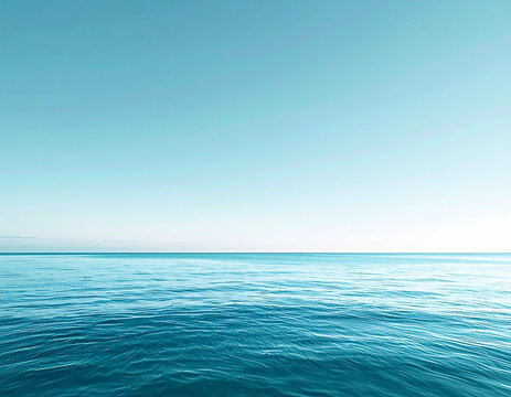 Minimal calm ocean horizon under clear blue sky background / 澄んだ青空と穏やかな水平線のミニマル海背景素材