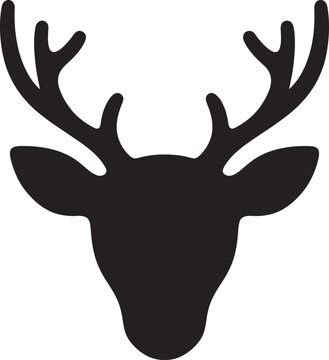 A deer head with antlers illustration depicts an animal in a graphic design.