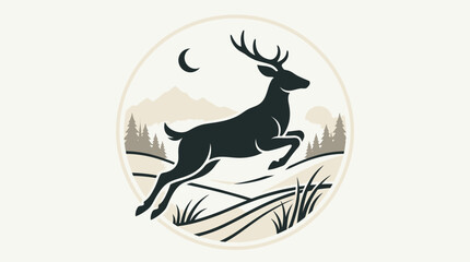 Vector illustration of horse, angel and reindeer deer wildlife silhouette design in winter nature style © Malkis