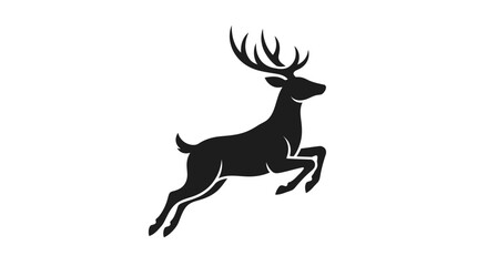 Deer silhouette vector illustration of stag with antlers wildlife animal nature winter christmas isolated black white brown elk reindeer antelope head horns cartoon style © Malkis