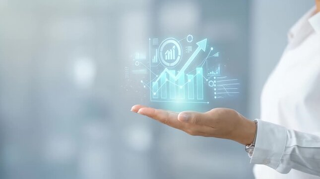 Professional Business Person Presenting Holographic Data Visualization