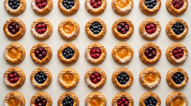 Fruit Danish pastries repeating pattern