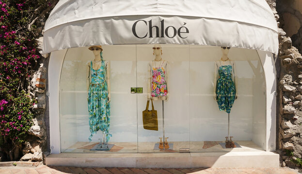 Capri, Italy - May 09, 2026: Chloe store sign in Capri, Italy