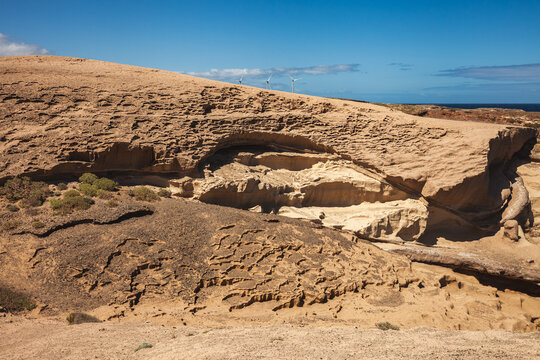 Volcanic Rock Formations and Eroded Coastal Landscape in Tenerife