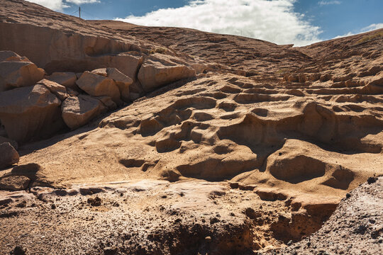 Volcanic Rock Formations and Eroded Coastal Landscape in Tenerife