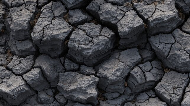 Deeply fissured and fractured gray earth displays a rough, arid surface texture.