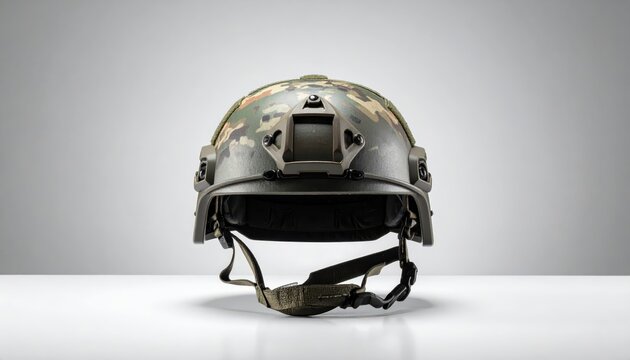 Modern Military Combat Helmet with Digital Camouflage, NVG Mount, and Side Rails, Tactical Gear for Protection and Operations