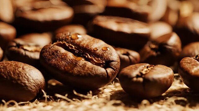 Closeup Macro Shot of Roasted Coffee Beans with Detailed Texture 9.