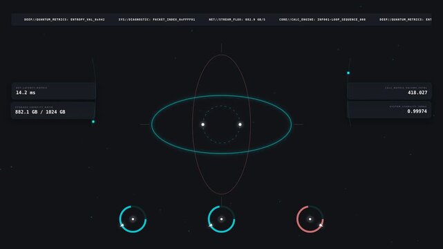 Dynamic motion of celestial orbits and planetary paths illustrating gravitational forces and orbital mechanics in space science visualization.