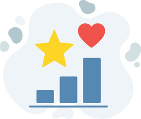Fototapeta premium A colorful bar chart graph with star heart