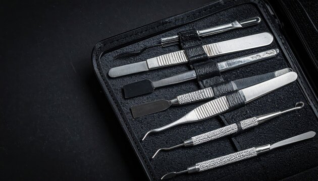 Neatly Arranged Set of Lock Picking Tools in a Leather Case for Training and Skill Development