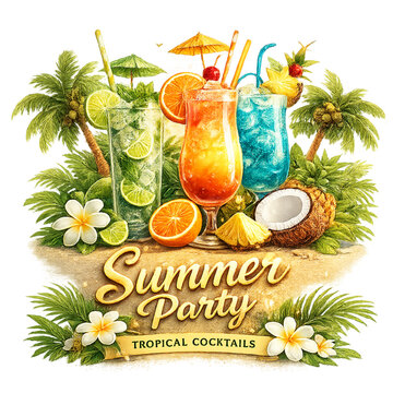 Tropical cocktails for summer fun, tropical cocktails, summer fun, beach drinks, exotic beverages, tropical paradise, cocktail illustration, fruity cocktails, summer vacation, tropical flavors, refres