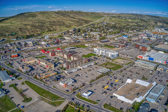 Aerial View of the Calgary Suburb of Cochrane, Alberta